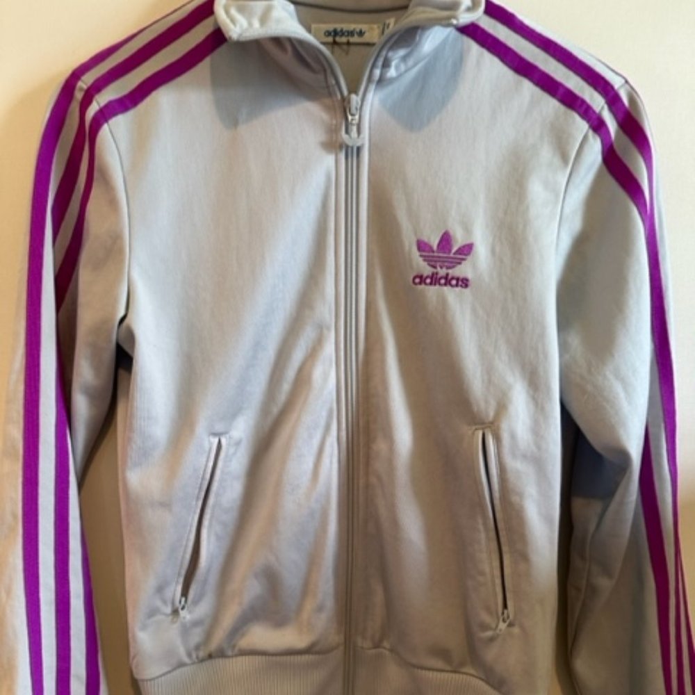 Ladies 38 Vintage ADIDAS  Retro purple tracksuit top track jacket - MINT